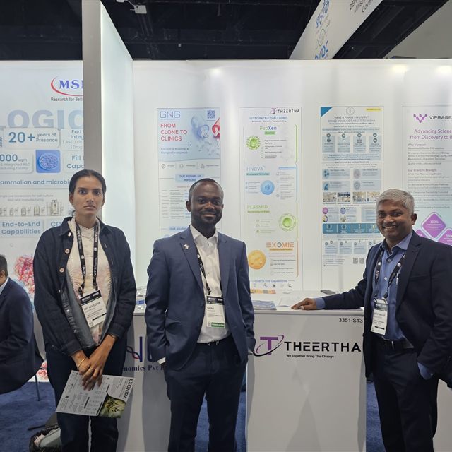 Theertha Biopharma meeting international partners at BIO